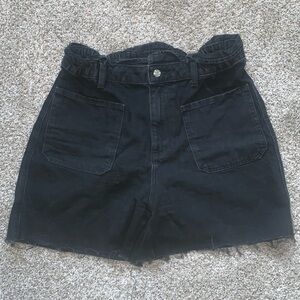 Zara cotton high rise black jean denim shorts size 12